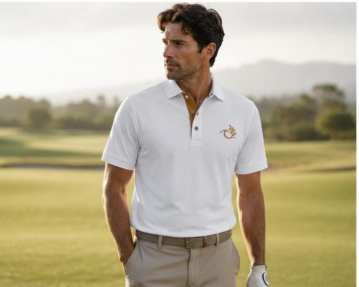 Horizn Coastal Polo white and gold detail